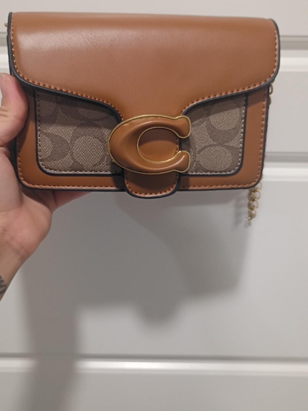 Coach Brown Signature Leather and Canvas Crossbody